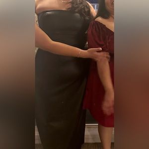 Eloquii plus size black pleather midi dress